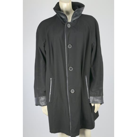 Hide Society Black Genuine Leather Reversible Button Down Coat Jacket Size 12 - Picture 9 of 16